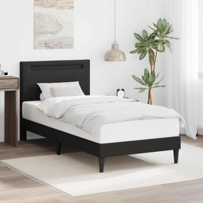 vidaXL Rám postele s LED pásikmi Čierna 90 x 190 cm Umelá koža