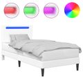 vidaXL Rám postele s LED pásikmi Biela 90 x 190 cm Umelá koža