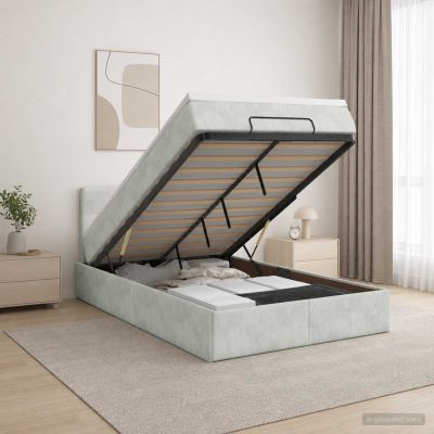 vidaXL Ottoman posteľ s matracom a LED Svetlosivá 120 x 200 cm Zamat