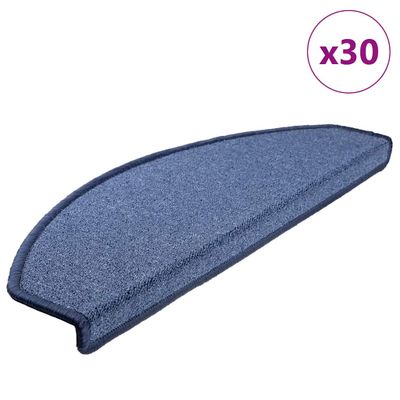 vidaXL Schodové rohože 30 ks 65x24x4 cm modré polkruhové veľké
