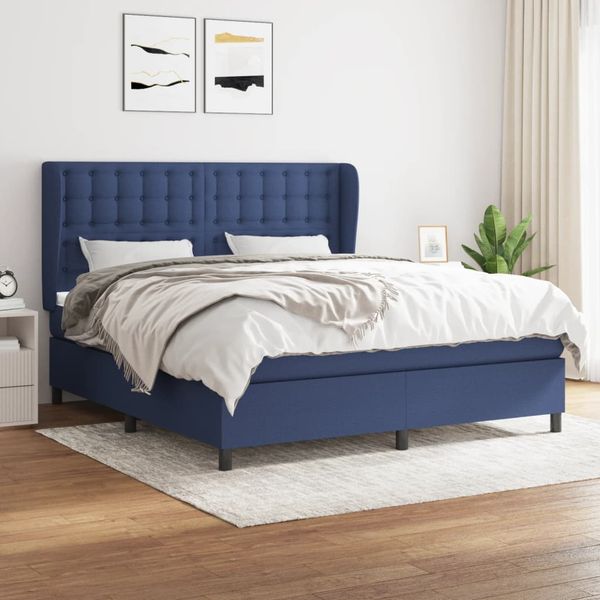 vidaXL Posteľný rám boxspring s matracom modrý 180x200 cm látka
