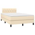 vidaXL Boxspring posteľ s matracom a LED krémová 120x190 cm látka