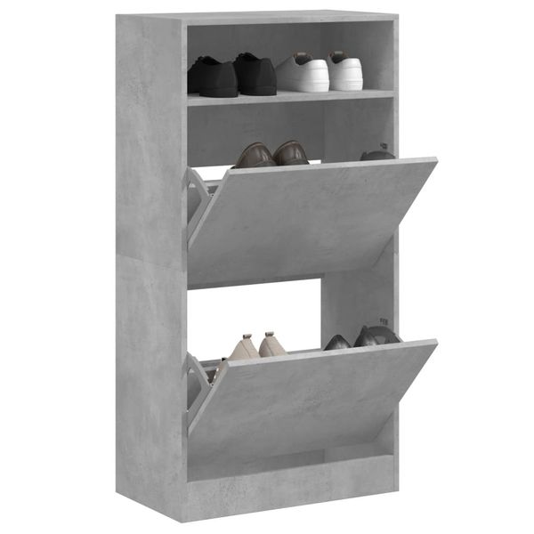 vidaXL Botník betónovo sivý 60x34x116 cm kompozitné drevo