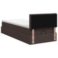 vidaXL Ottoman posteľ s matracom a LED Tmavohnedá 90 x 200 cm Látka