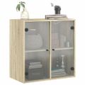 vidaXL Bočná skrinka so sklenenými dvierkami dub sonoma 68x37x68,5 cm