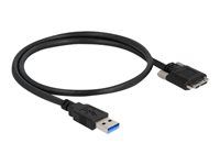 Kábel USB - USB typ A (M) do Micro-USB Type B (M) - USB 3.0 - 50 cm - krídlové skrutky - čierna