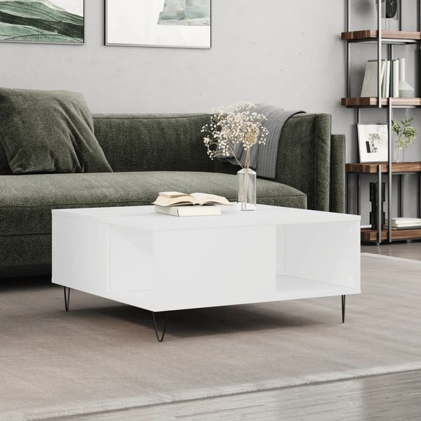 vidaXL Konferenčný stolík biely 80x80x36,5 cm spracované drevo