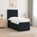 vidaXL LED boxspring posteľ s matracom Čierna 90 x 200 cm Látka