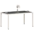 vidaXL Záhradný stôl so sklenenou doskou biely 150x90x75 cm polyratan