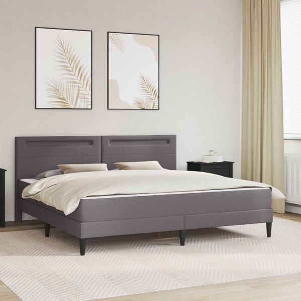 vidaXL Rám postele s LED pásikmi Sivá 180 x 200 cm Umelá koža