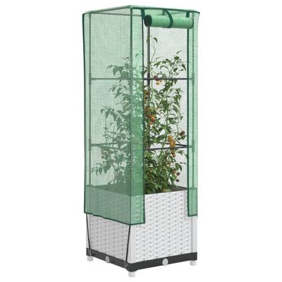 vidaXL Záhon s krytom na skleník ratanový vzhľad 40x40x139 cm