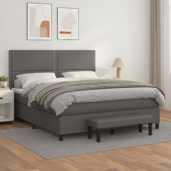 vidaXL Boxspring posteľ s matracom sivá 180x200 cm umelá koža