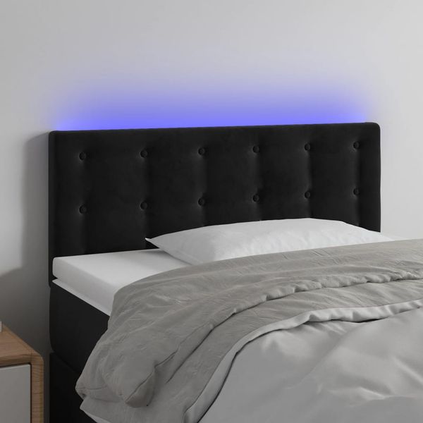 vidaXL Čelo postele s LED čierne 90x5x78/88 cm zamat