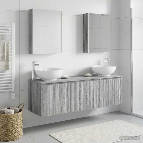 vidaXL Set kabinetov do kúpeľne 5 pcs Sivý Sonoma Kompozitné drevo