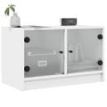 vidaXL TV skrinka so sklenenými dvierkami biela 68x37x42 cm