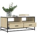 vidaXL Konferenčný stolík, dub sonoma 100x50x45cm kompozitné drevo+kov