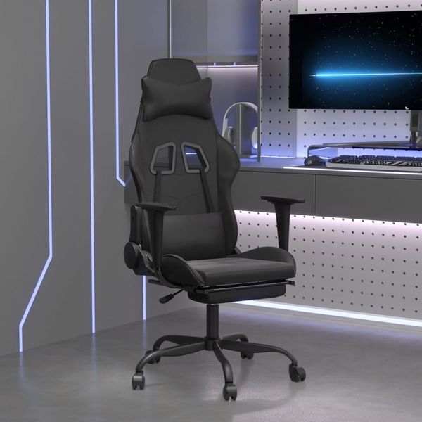 vidaXL Herná stolička s opierkou na nohy čierna umelá koža