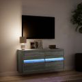 vidaXL TV nástenná skrinka s LED svetlami sivá sonoma 100x31x45 cm