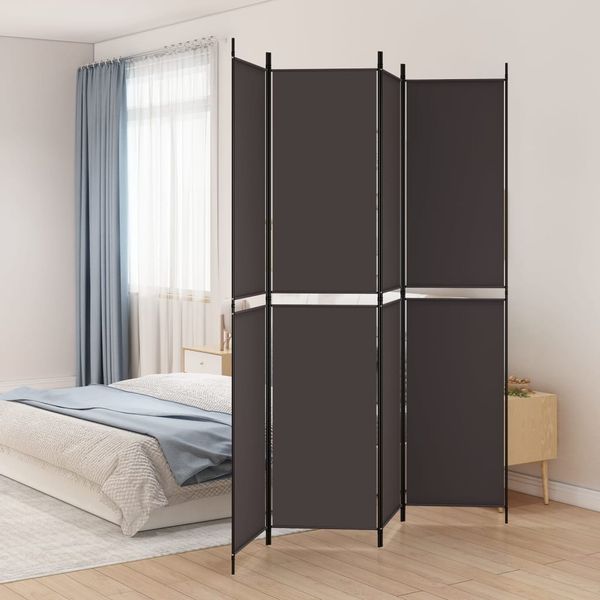 vidaXL 4-panelový paraván hnedý 200x220 cm látkový