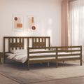 vidaXL Posteľný rám s čelom medovo-hnedý 200x200 cm masívne drevo