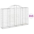 vidaXL Oblúkové gabionové koše 15 ks 200x30x120/140 cm pozink. železo
