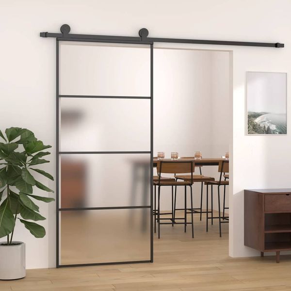 vidaXL Posuvné dvere nepriehľadné ESG sklo a hliník 90x205 cm čierne