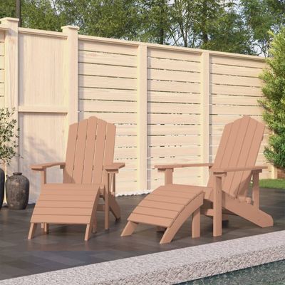 vidaXL Záhradné stoličky s podnožkami Adirondack 2 ks HDPE hnedé