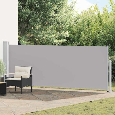 vidaXL Zaťahovacia bočná markíza na terasu 140x514 cm, sivá