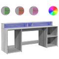vidaXL Stôl s LED svetlami sivá sonoma 200x55x91 cm kompozitné drevo