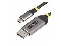 Adaptérový kábel - USB-C (samec) do DisplayPort (samec) s jazýčkom - USB4 / Thunderbolt 3 / Thunderbolt 4 / DisplayPort 1.4 - 3 m - podpora 8K60Hz, podpora 4K144Hz - sivá, čierna