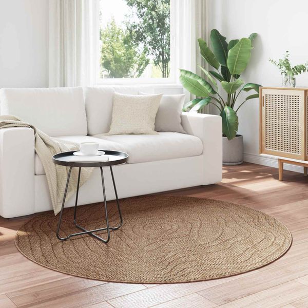 vidaXL Kusové koberce Moiré Okrúhly AGIRA Prírodná Ø 120 CM Polyester