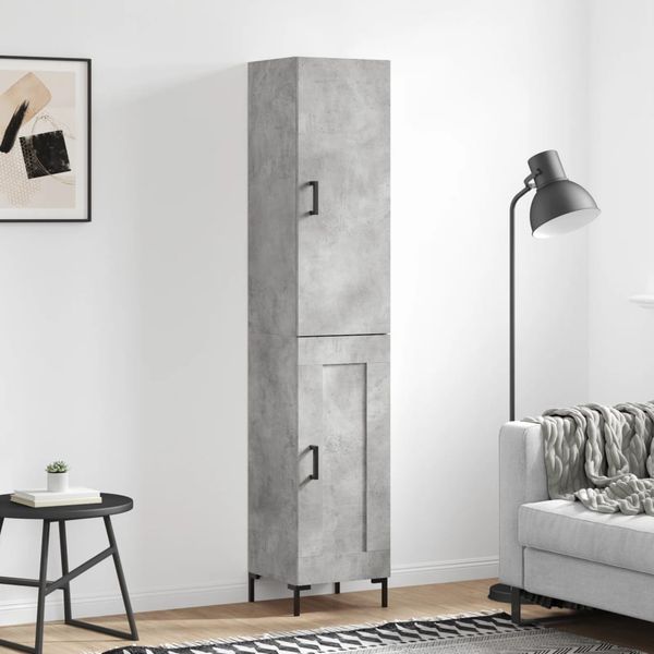 vidaXL Vysoká skrinka betónová sivá 34,5x34x180 cm spracované drevo