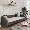 vidaXL Pohovka s matracom a USB tmavosivá látková 90x200 cm