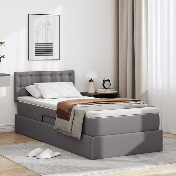 vidaXL Postel s úložným prostorem a matrací Sivá 90 x 200 cm