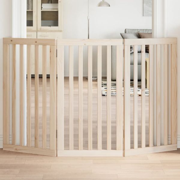 vidaXL Skladacia brána pre psa, 3 panely, 150 cm, topoľové drevo