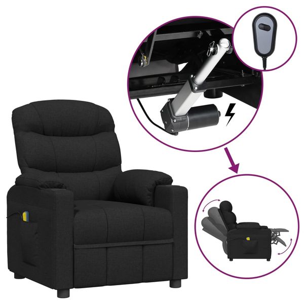 vidaXL Elektrické masážne kreslo čierne látkové