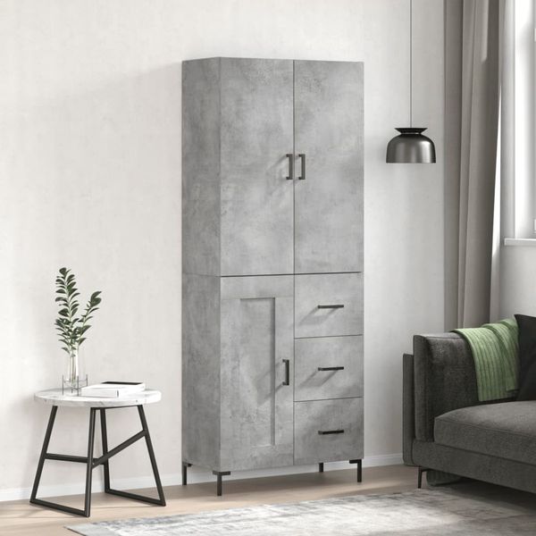 vidaXL Vysoká skrinka betónová sivá 69,5x34x180 cm spracované drevo