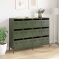 VidaXL Príborník Olive Green 135x39x103,5 cm Oceľ valcovaná za studena