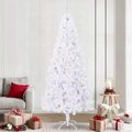vidaXL Umelý vianočný stromček s 300 LED-i Biela 240 cm PVC a oceľ