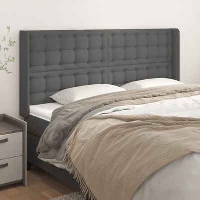 vidaXL Čelo postele so záhybmi sivé 183x16x118/128 cm umelá koža