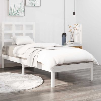 vidaXL Posteľný rám, biely drevený masív 75x190cm malé jednolôžko