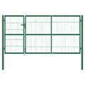 vidaXL Záhradná brána so stĺpikmi 350x140 cm oceľovo zelená