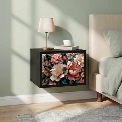 vidaXL Nástenná nočná skrinka BORNE Čierny dub 36 x 33 x 25 cm