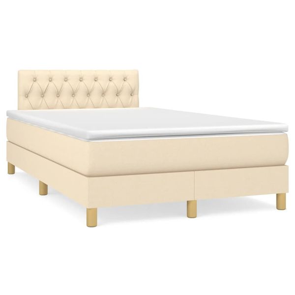 vidaXL Boxspring posteľ s matracom krémová 120x190 cm látka