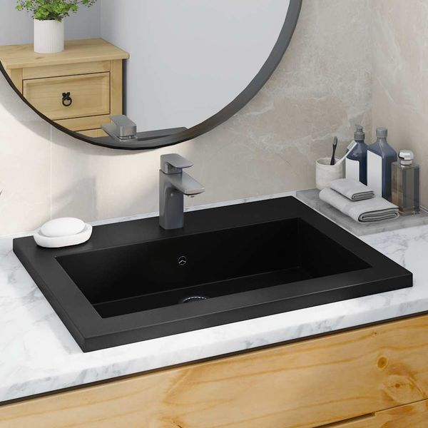 vidaXL Granitové umývadlo 600x450x120 mm čierne