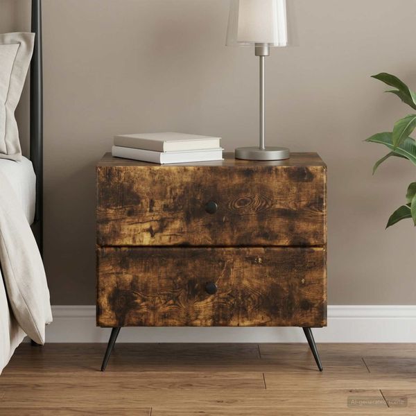 vidaXL Nočný stolík Dymový dub 62 x 34,5 x 47,5 cm Kompozitné drevo