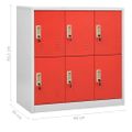 vidaXL Uzamykacie skrinky 5 ks bledosivé a červené 90x45x92,5 cm oceľové