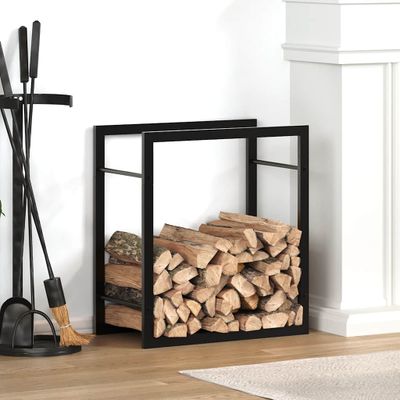 vidaXL Stojan na krbové drevo matný čierny 50x28x56 cm oceľ