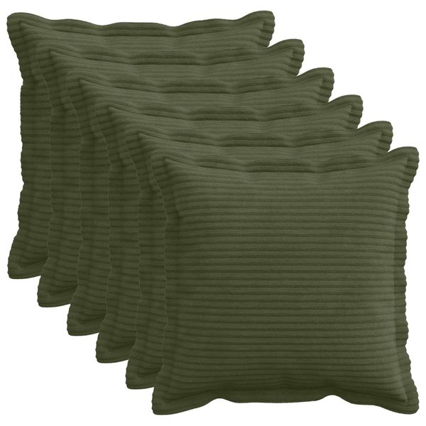 vidaXL Poťah na podložku 6 ks HOUTEN Zelená 45 x 45 cm manšestr