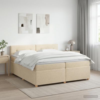 vidaXL Posteľ boxspring s matracom Krémová 200 x 200 cm Látka